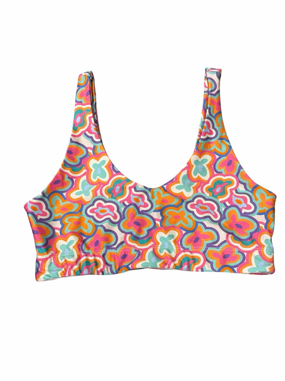 Goldsheep Multicolor Floral-Print Crop Swim Top